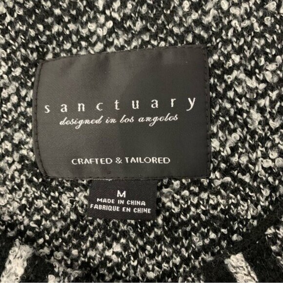 Sanctuary Medium Black White Plaid Cardigan Sweater Long Sleeve Soft Knit Snaps - Picture 4 of 5